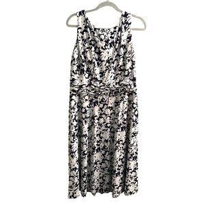 Chaps black white floral sleeveless dress size XL